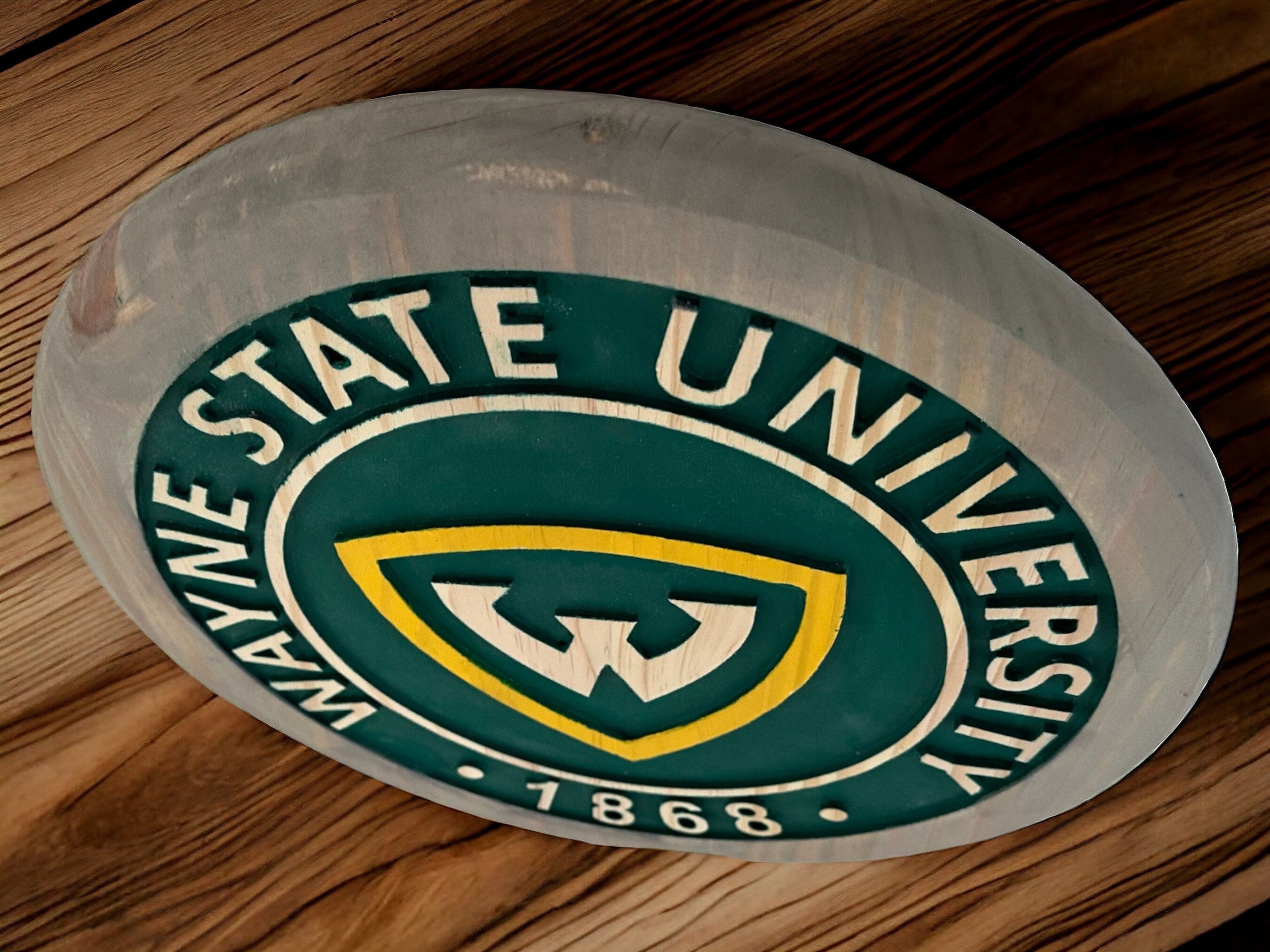 Wayne State University Wooden Sign – Hand-Carved College Wall Art