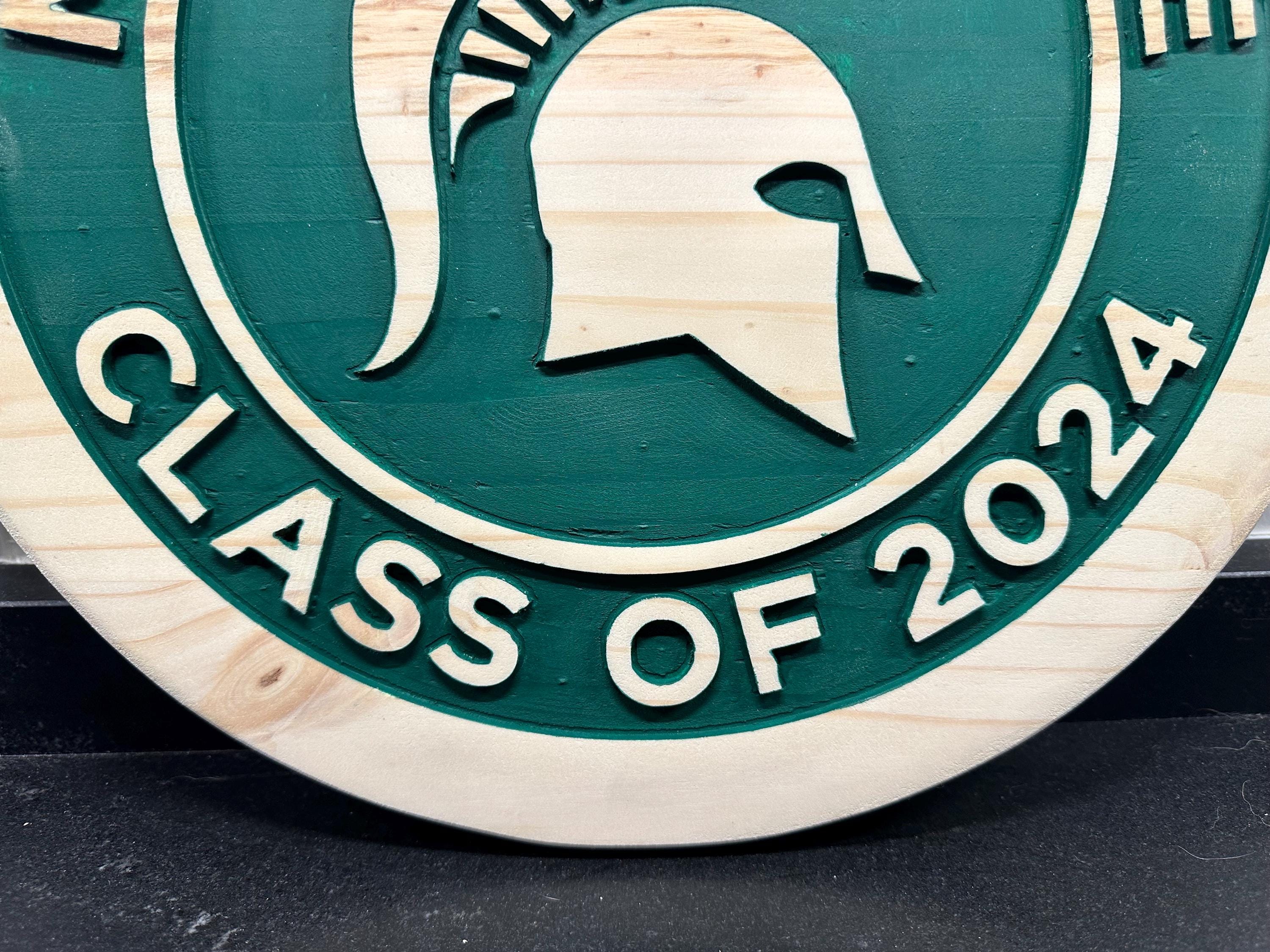 Michigan State Graduation Wood Sign: Custom Class of 2024, Spartan Decor