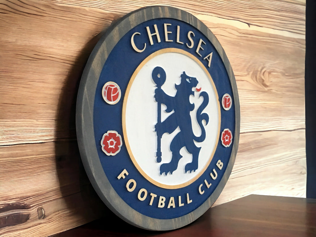 Chelsea Football Club Hand-Carved Wooden Sign . Free fast shipping.