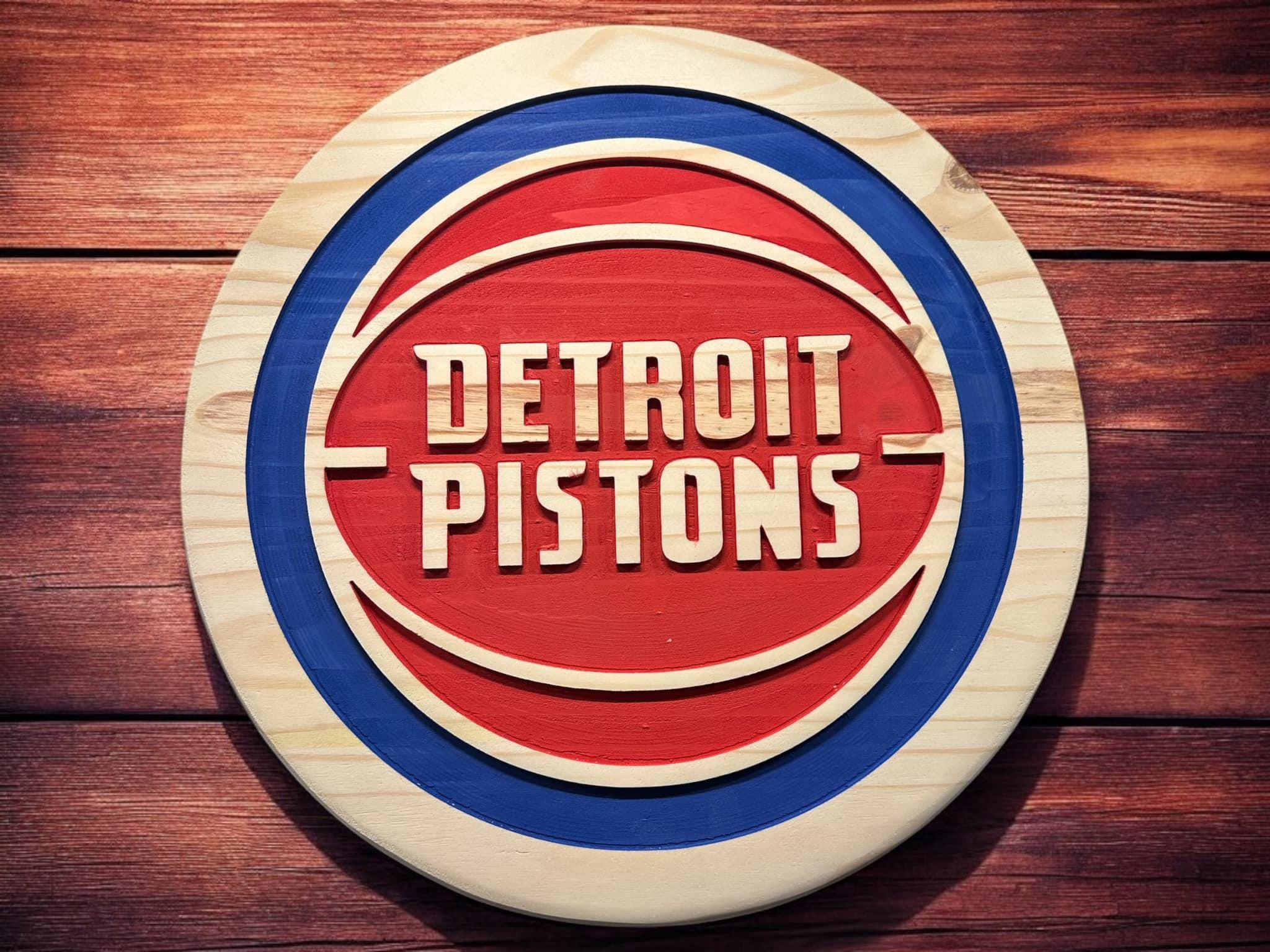 Pistons Basketball wood carved Signs