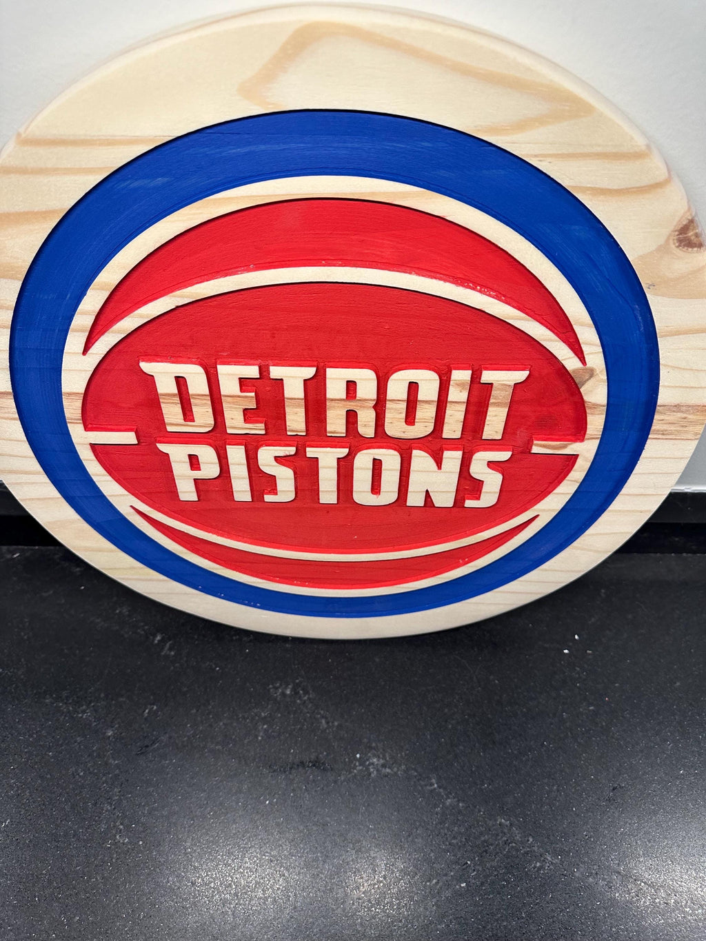 Detroit Pistons Handcrafted Wood Sign – NBA Wall Decor