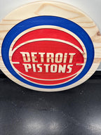 Detroit Pistons Handcrafted Wood Sign – NBA Wall Decor