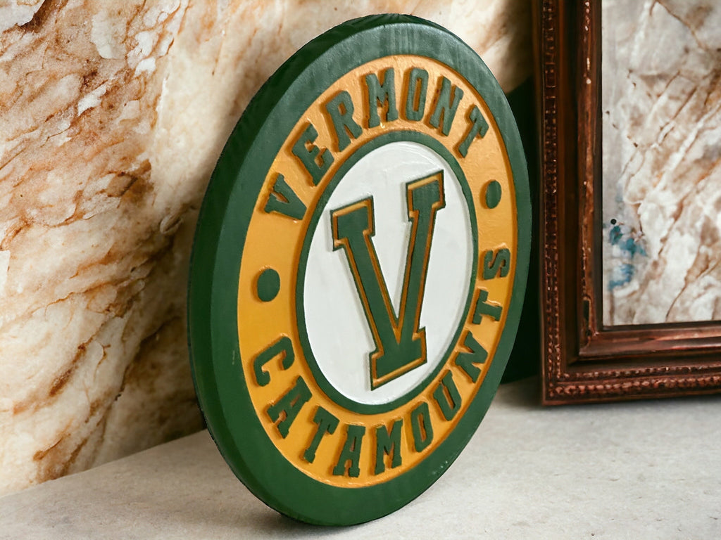 Handmade Vermont Catamounts Wood Sign: UVM Wall Decor