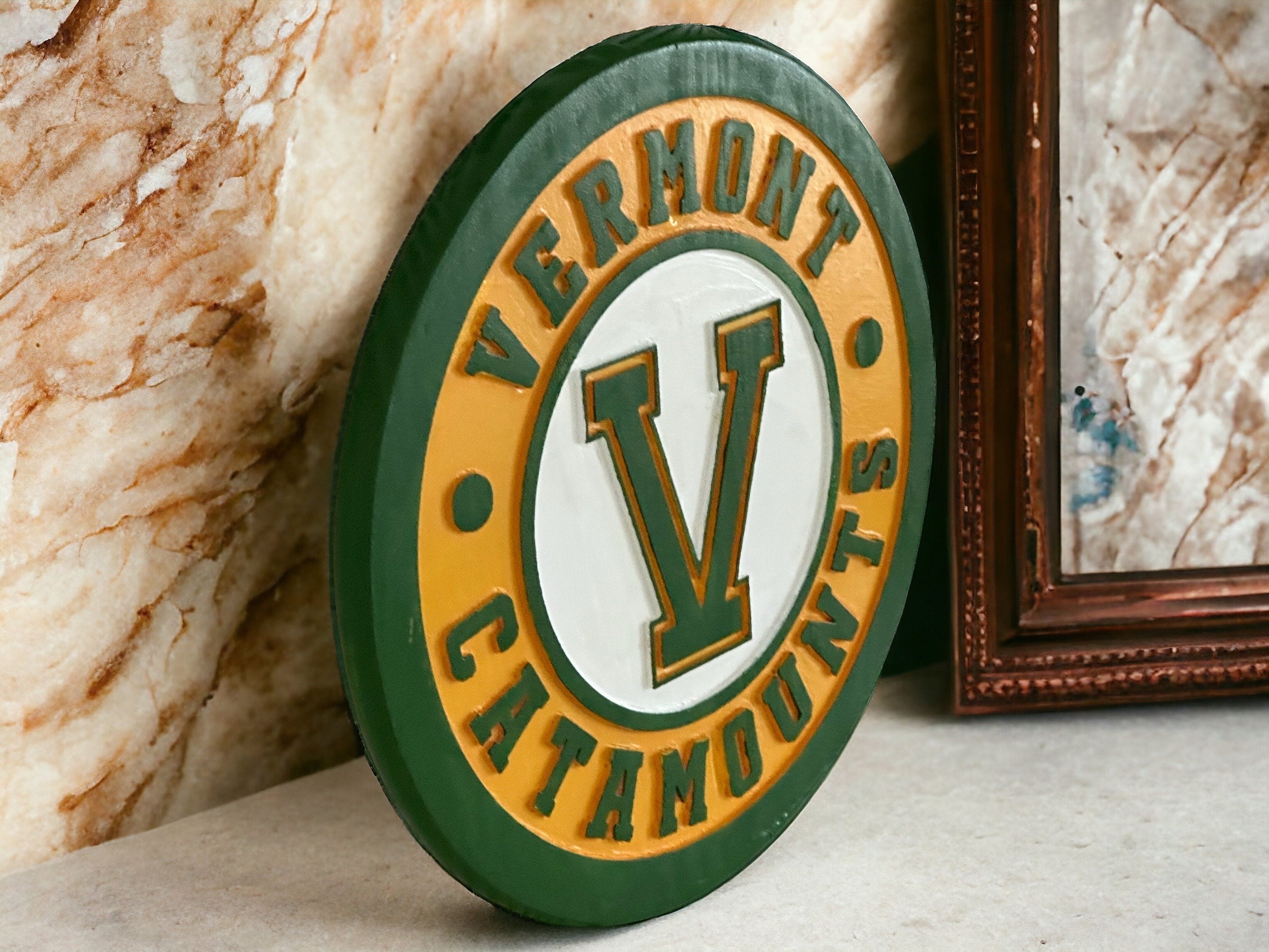 Handmade Vermont Catamounts Wood Sign: UVM Wall Decor