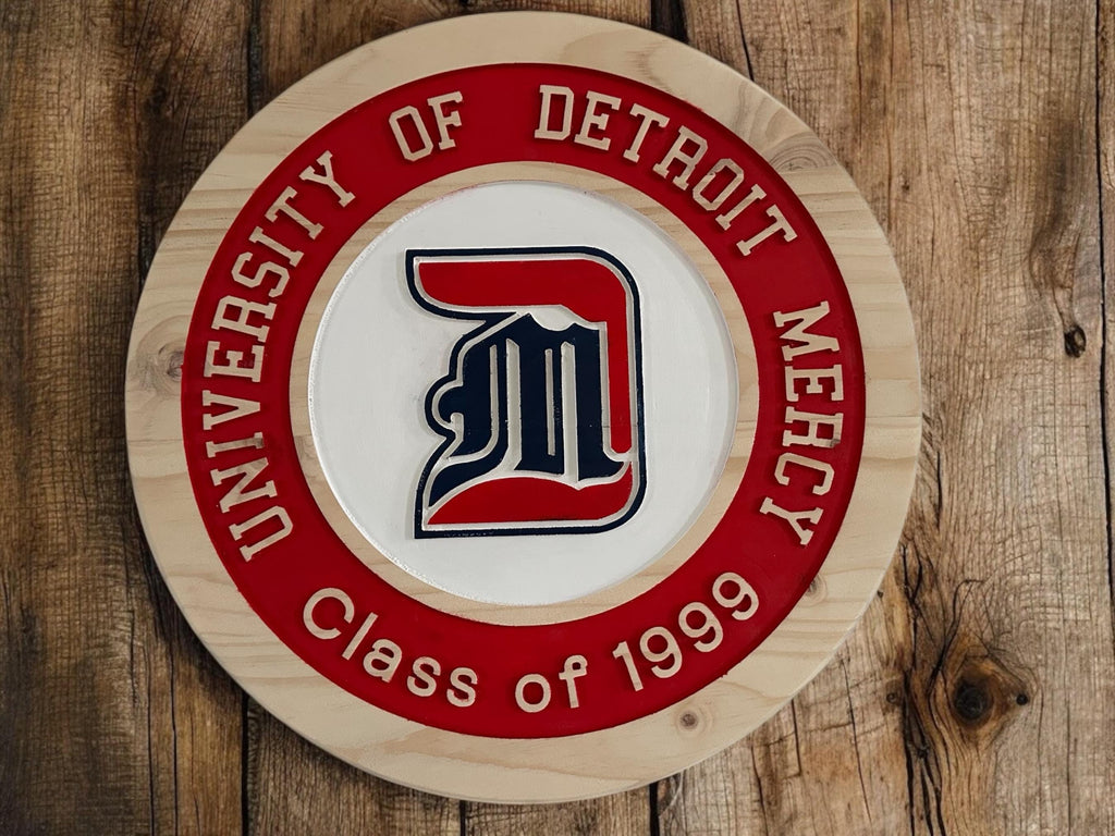 University of Detroit Mercy Wood Carved Sign – Personalized Alumni Gift