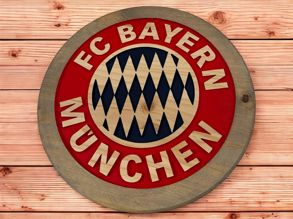 FC Bayern München Wooden Sign: Handcrafted Bundesliga Wall Art