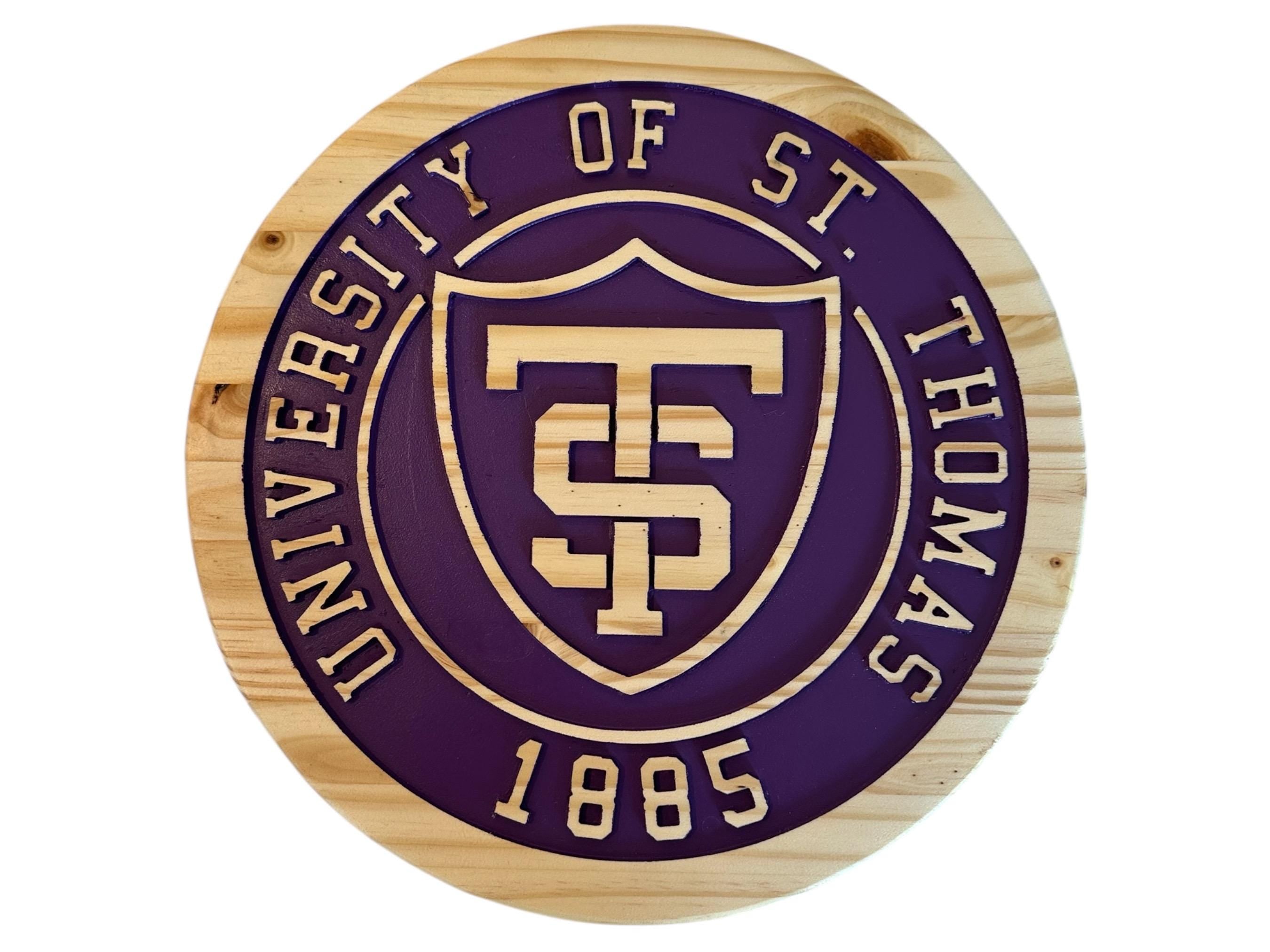 University of St. Thomas Wooden Shield Sign: Hand-Painted College Decor