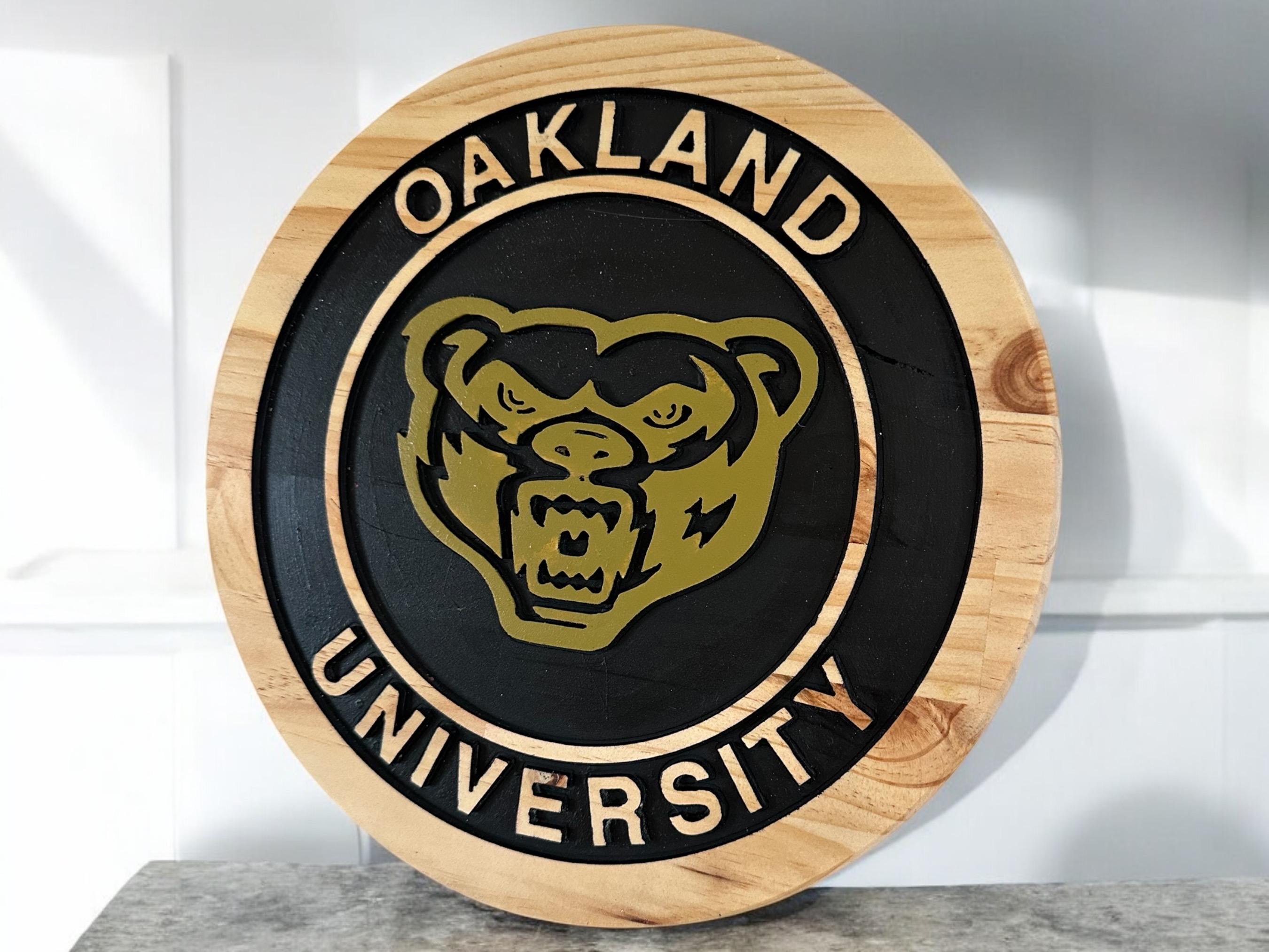 Oakland University Golden Grizzlie Wood Sign