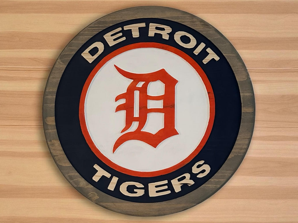 Handmade Detroit Tigers Wood Sign: Deep Carved Baseball Decor