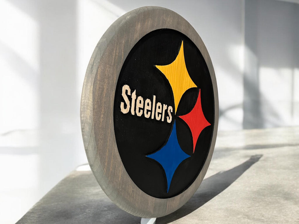 Pittsburgh Steelers Wooden Wall Sign – Handcrafted NFL Decor | Steelers Fan Gift | Man Cave Wall Art