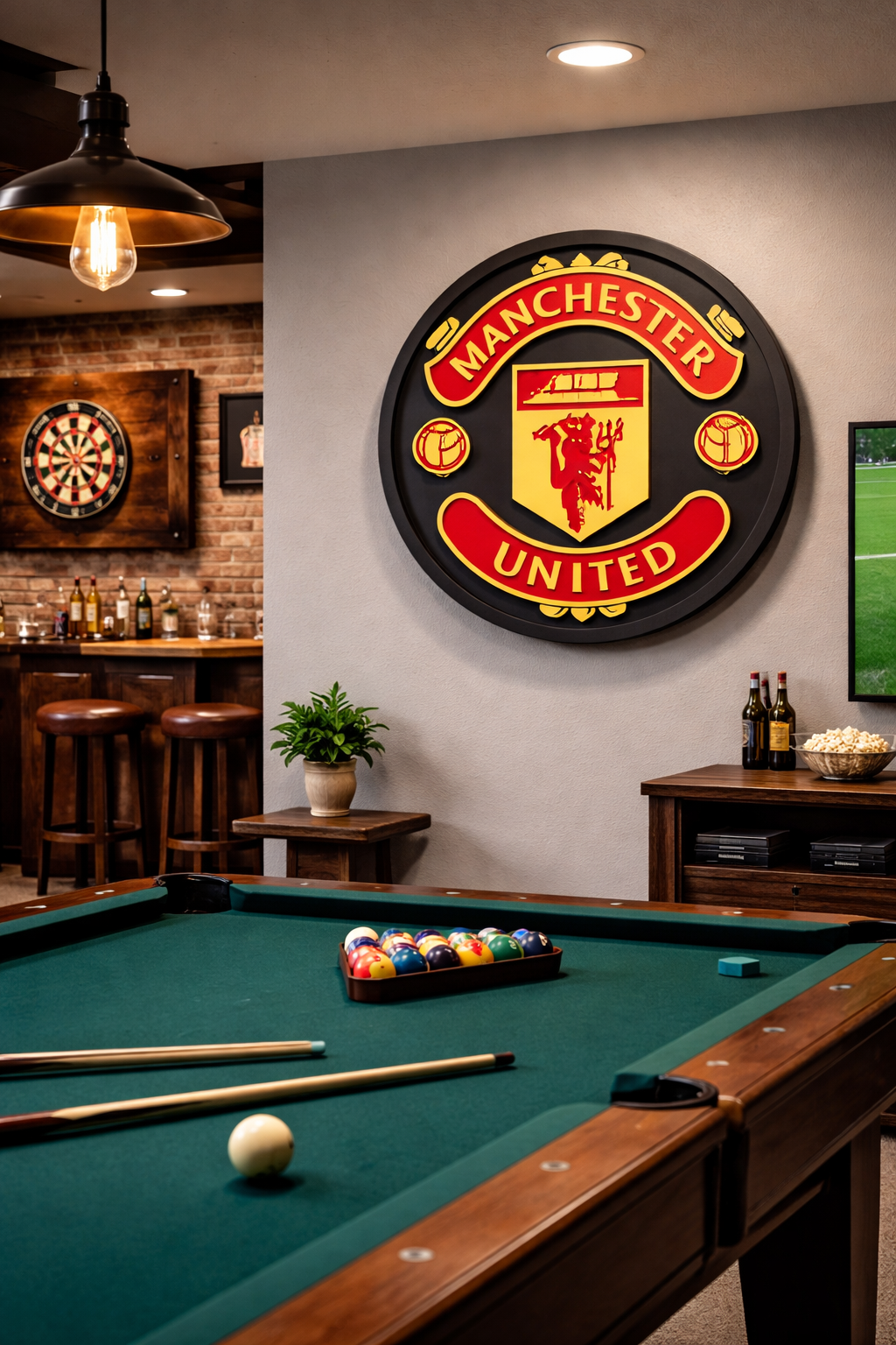 Manchester United Wood Sign – Hand Carved Football Wall Decor