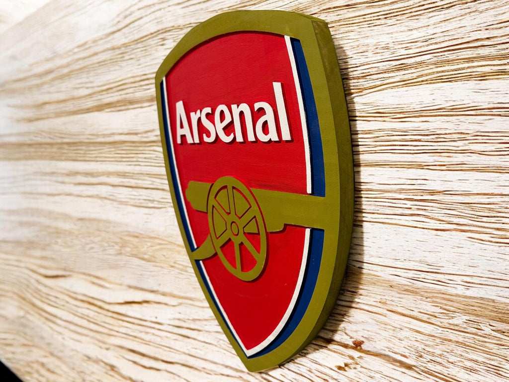 Handmade Arsenal FC Wood Sign: Carved Gunners Crest, Football Fan Decor