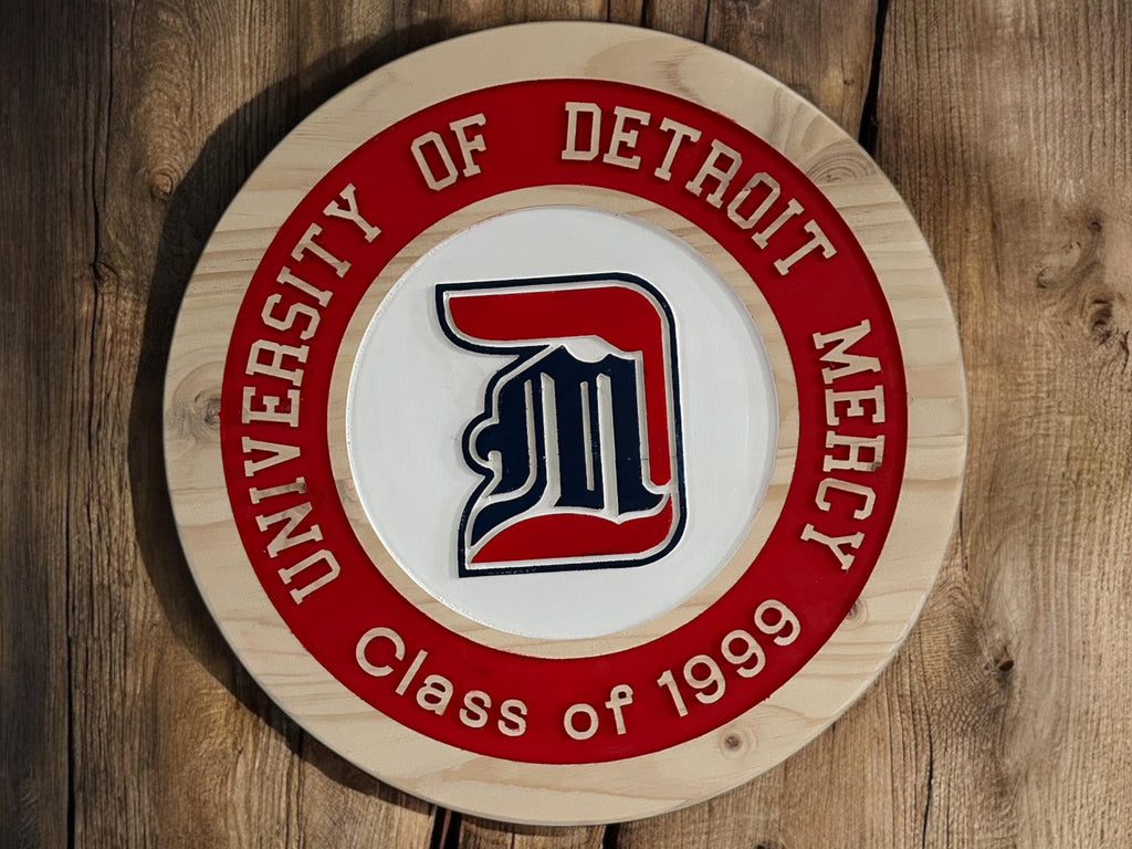 University of Detroit Mercy Wood Carved Sign – Personalized Alumni Gift
