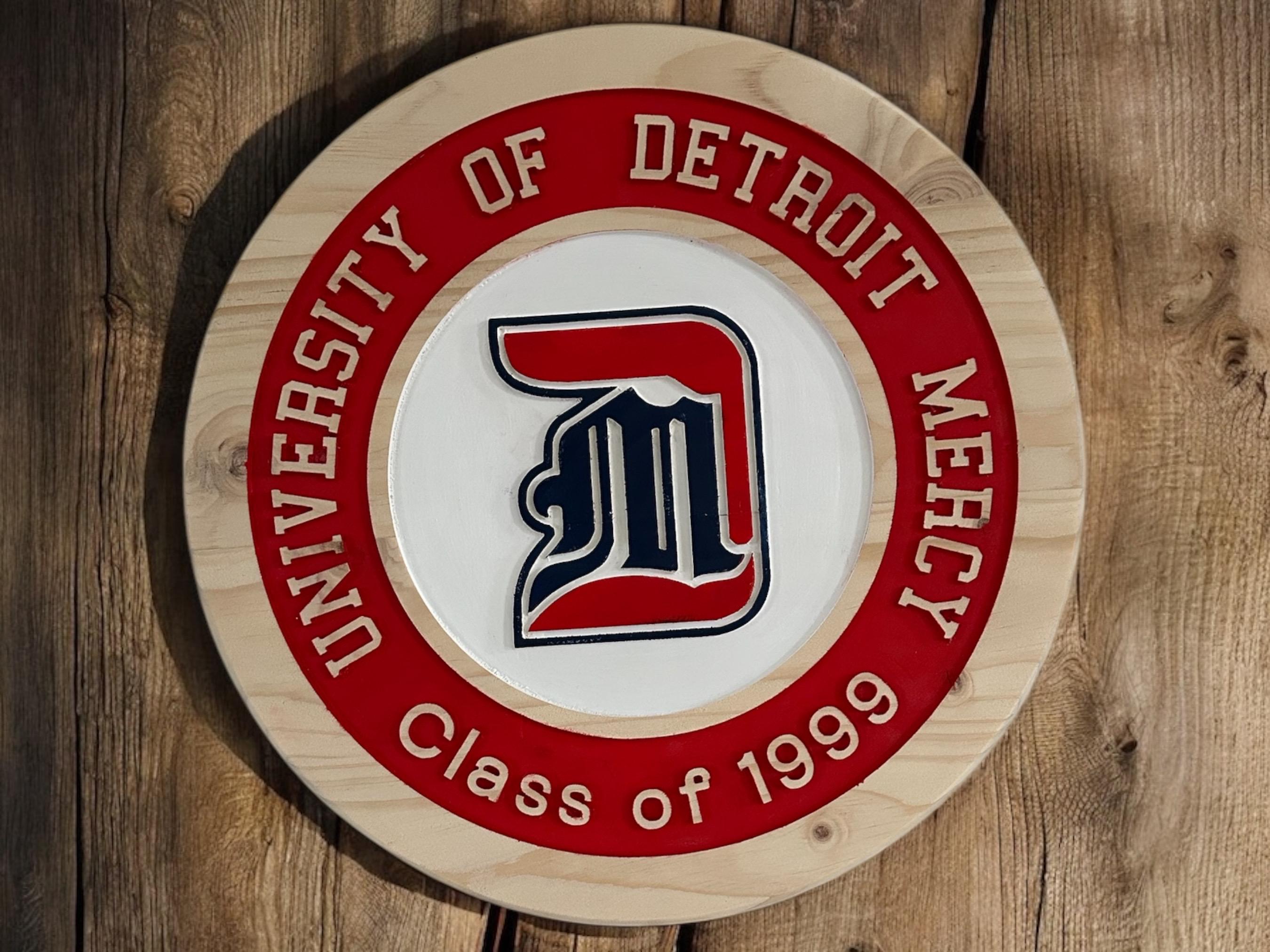 University of Detroit Mercy Wood Carved Sign – Personalized Alumni Gift