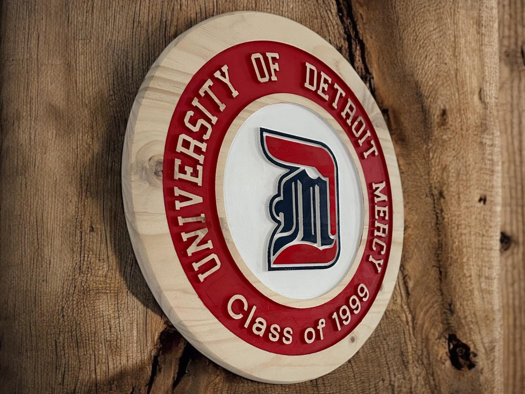 University of Detroit Mercy Wood Carved Sign – Personalized Alumni Gift