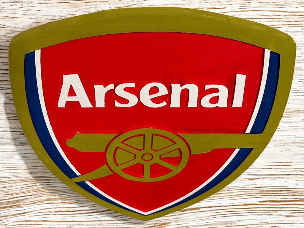Handmade Arsenal FC Wood Sign: Carved Gunners Crest, Football Fan Decor