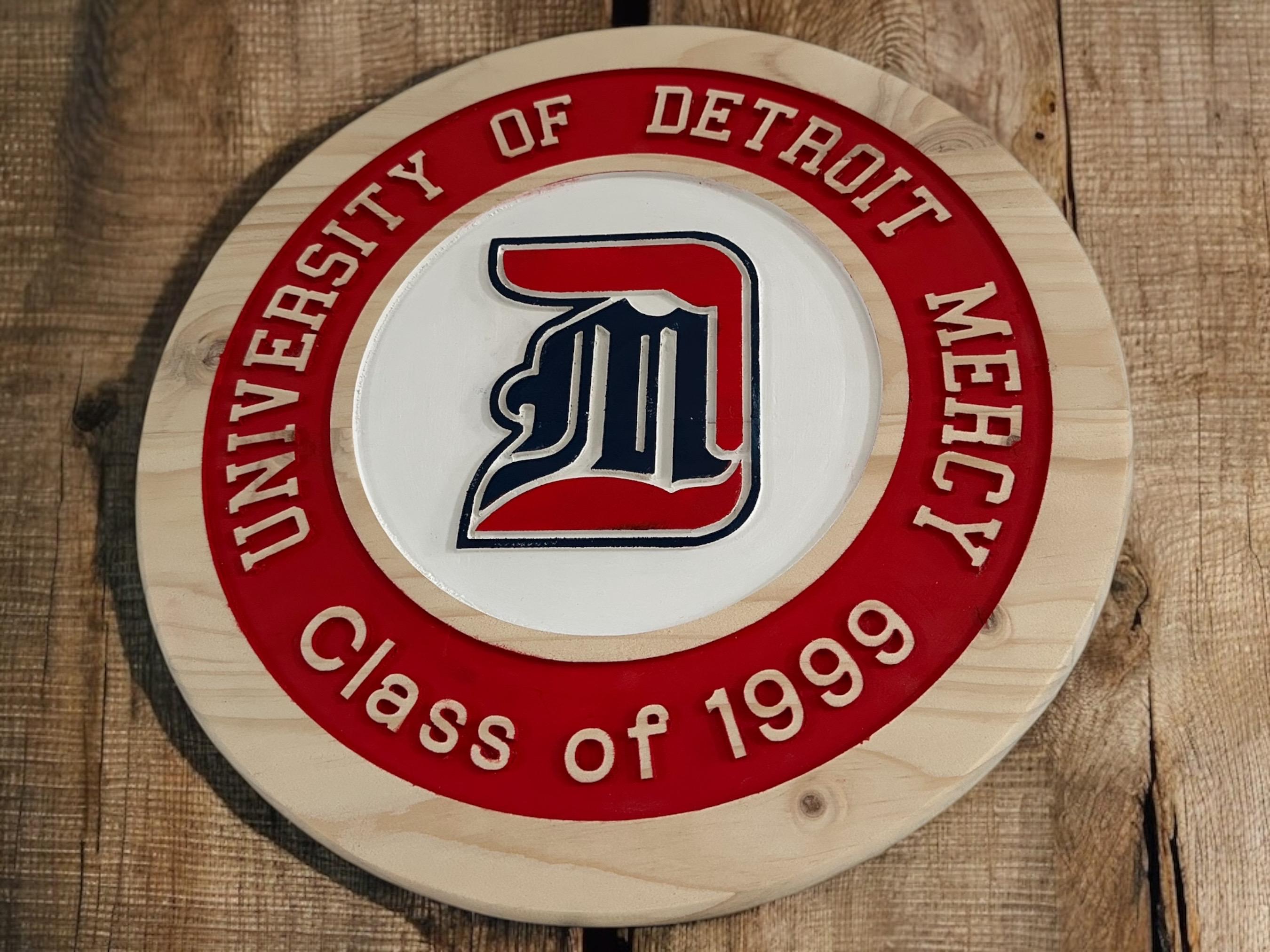 University of Detroit Mercy Wood Carved Sign – Personalized Alumni Gift