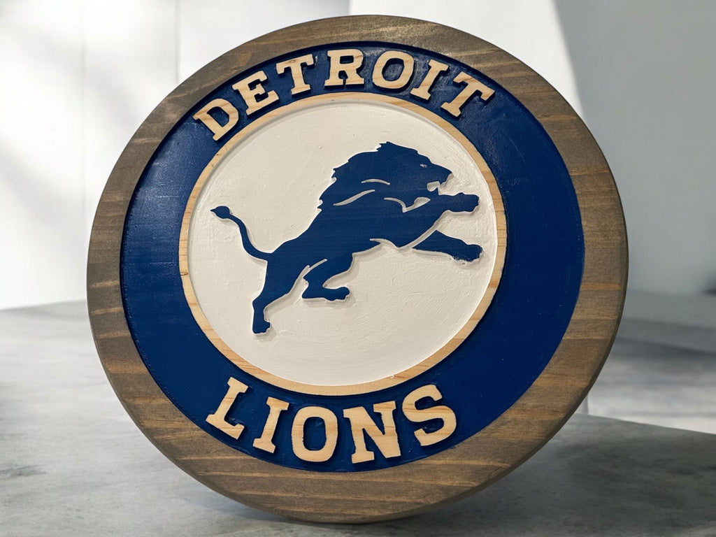 Detroit Lions wood carved Signs
