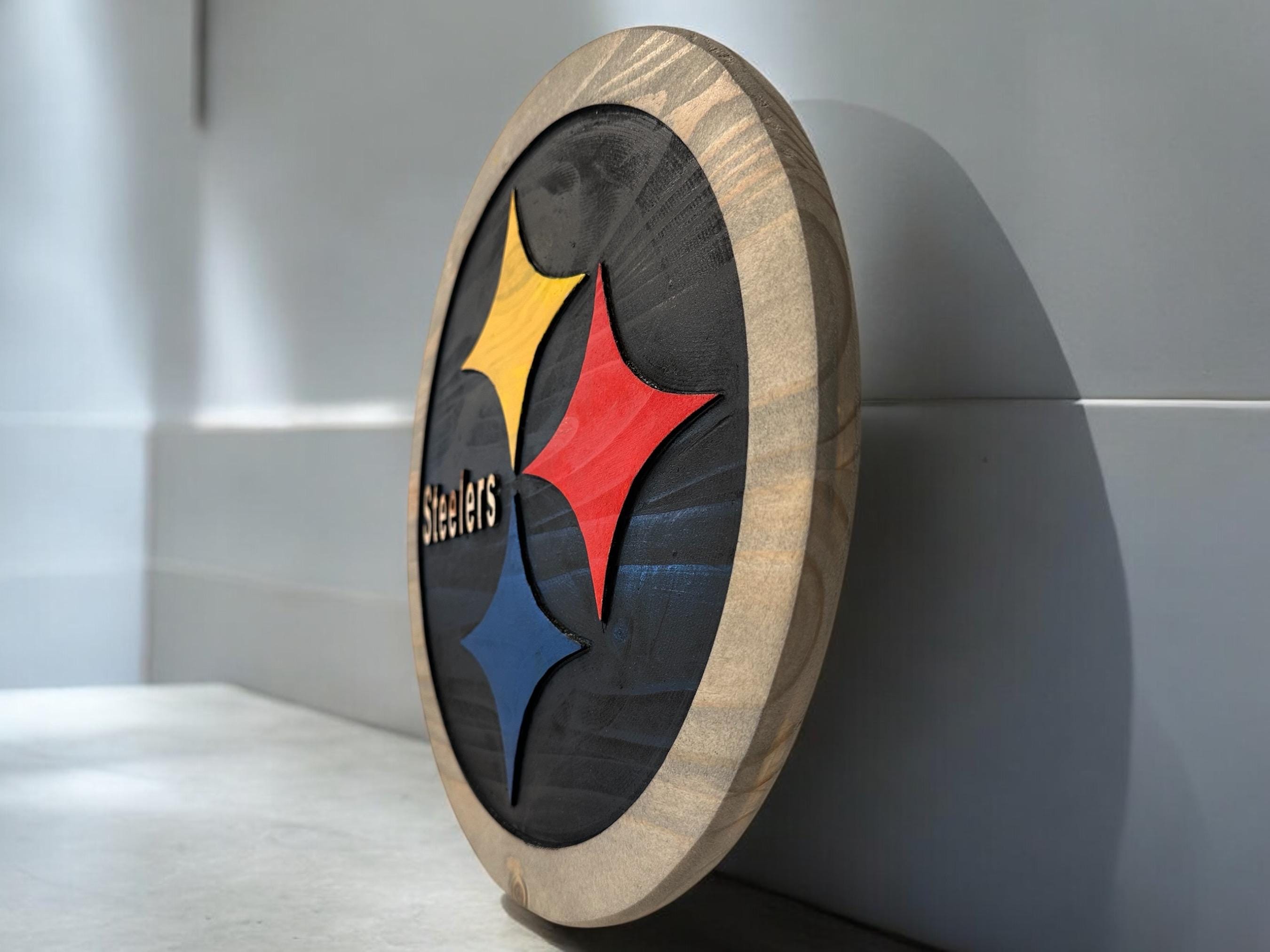 Pittsburgh Steelers Wooden Wall Sign – Handcrafted NFL Decor | Steelers Fan Gift | Man Cave Wall Art