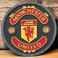 Manchester United Wood Sign – Hand Carved Football Wall Decor