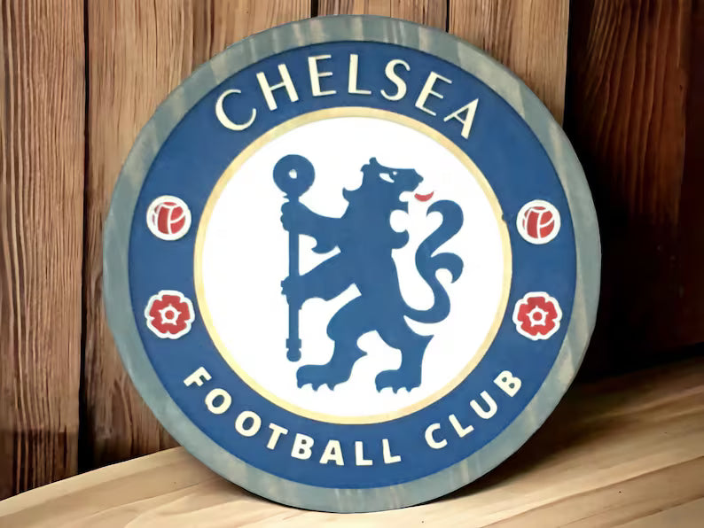 Handmade Chelsea FC Wood Crest Sign | Football Fan Gift