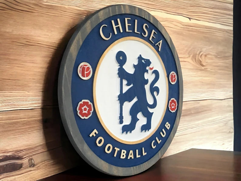 Handmade Chelsea FC Wood Crest Sign | Football Fan Gift