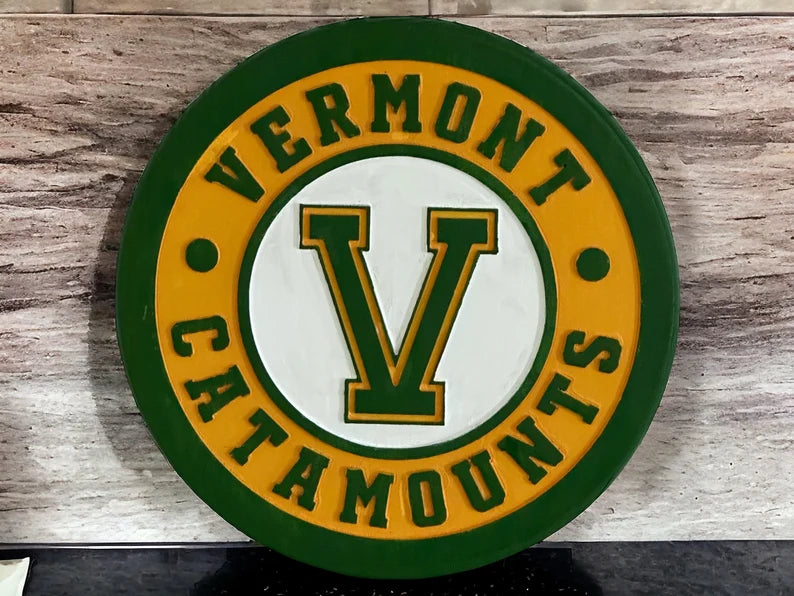 Handmade Vermont Catamounts Wood Sign: UVM Wall Decor
