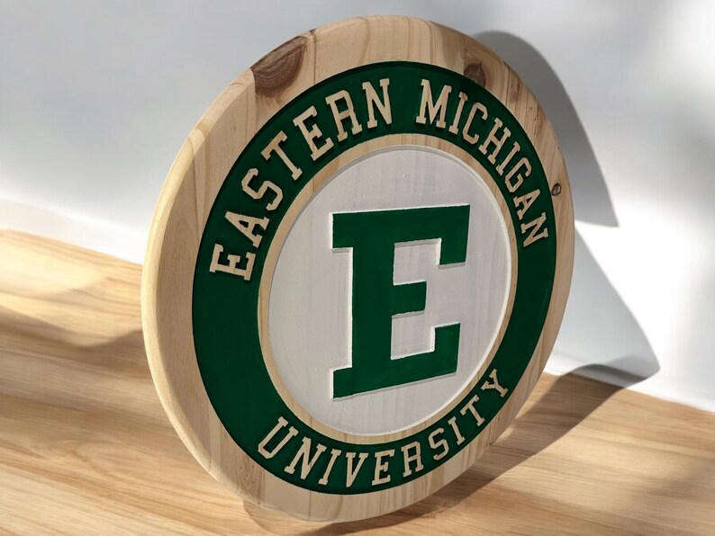 Handmade Eastern Michigan University Wood Sign | Carved EMU Eagles Wall Decor