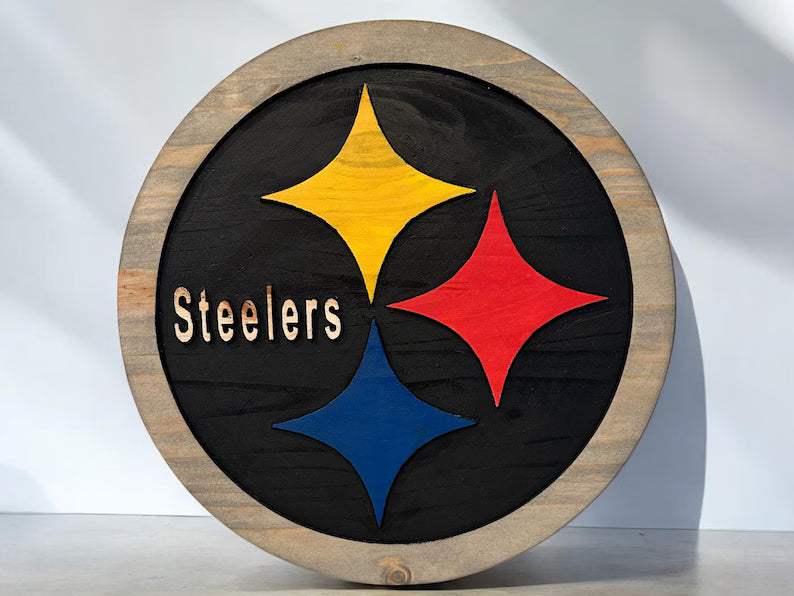 Handcrafted Steelers Wooden Wall Sign | NFL Man Cave Decor
