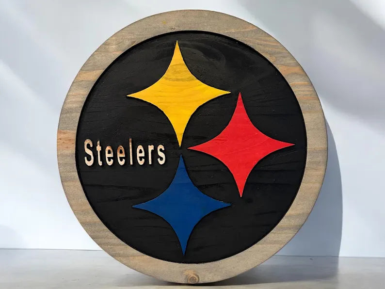 Handcrafted Steelers Wooden Wall Sign | NFL Man Cave Decor