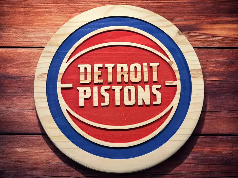 Detroit Pistons Handcrafted Wood Sign – NBA Wall Decor