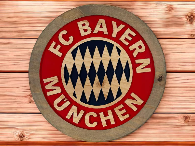 FC Bayern München Wooden Sign: Handcrafted Bundesliga Wall Art