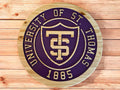 University of St. Thomas Wooden Shield Sign: Hand-Painted College Decor