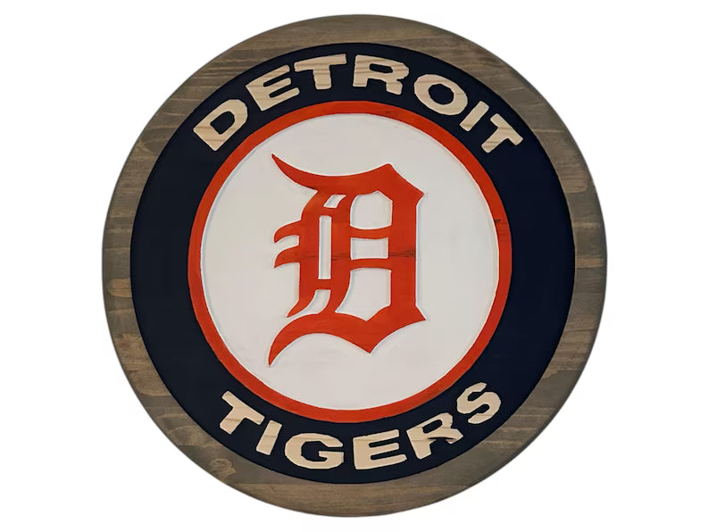 Handmade Detroit Tigers Wood Sign: Deep Carved Baseball Decor Ships next day