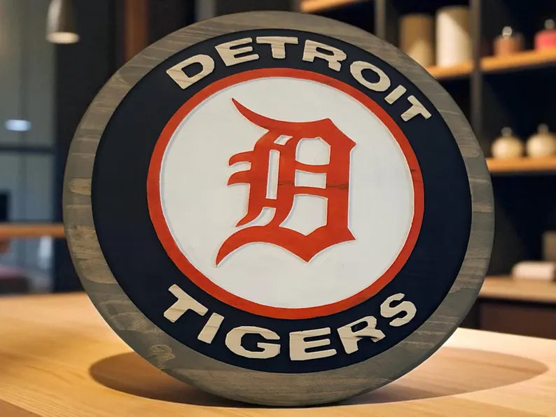 Handmade Detroit Tigers Wood Sign: Deep Carved Baseball Decor
