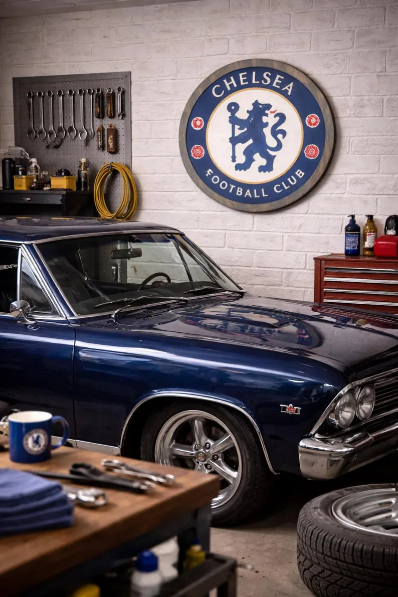 Handmade Chelsea FC Wood Crest Sign | Football Fan Gift