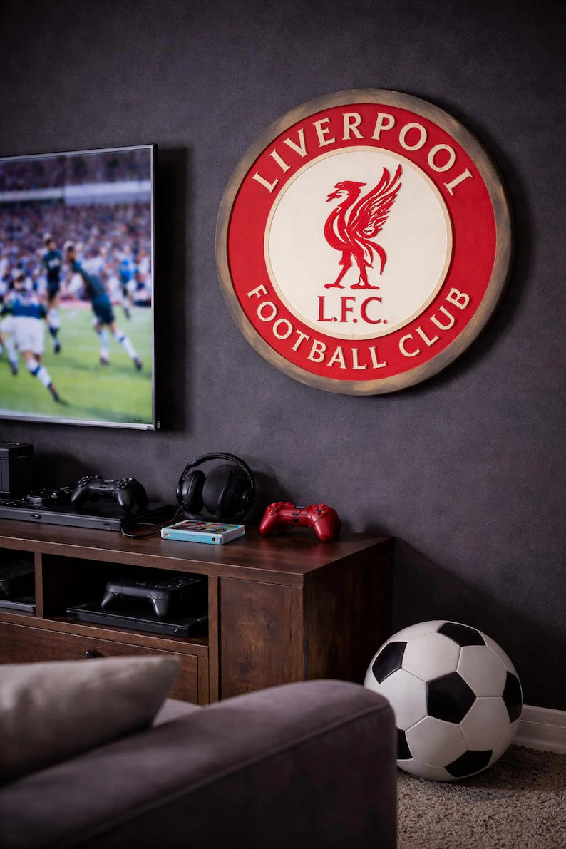 Handmade Liverpool FC Wood Sign | Carved Football Wall Art