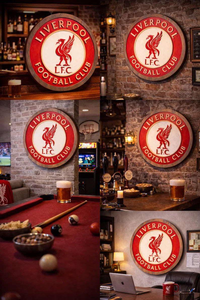Handmade Liverpool FC Wood Sign | Carved Football Wall Art
