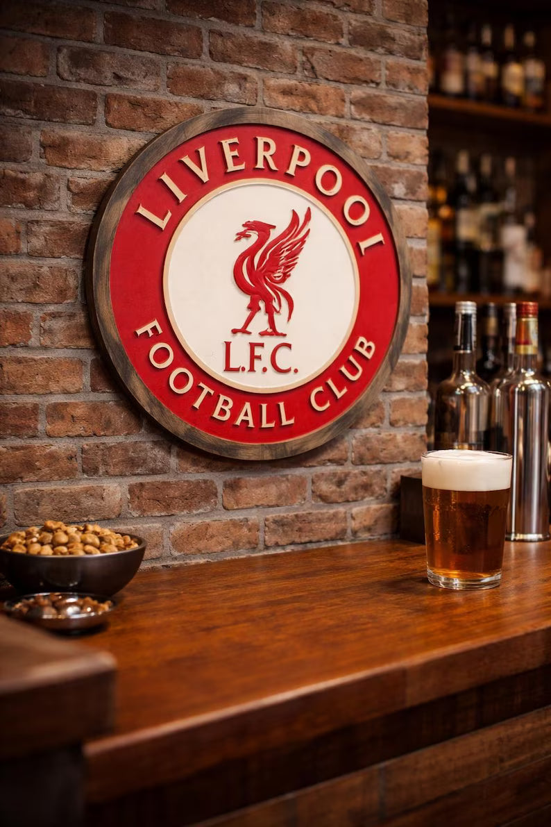 Handmade Liverpool FC Wood Sign | Carved Football Wall Art