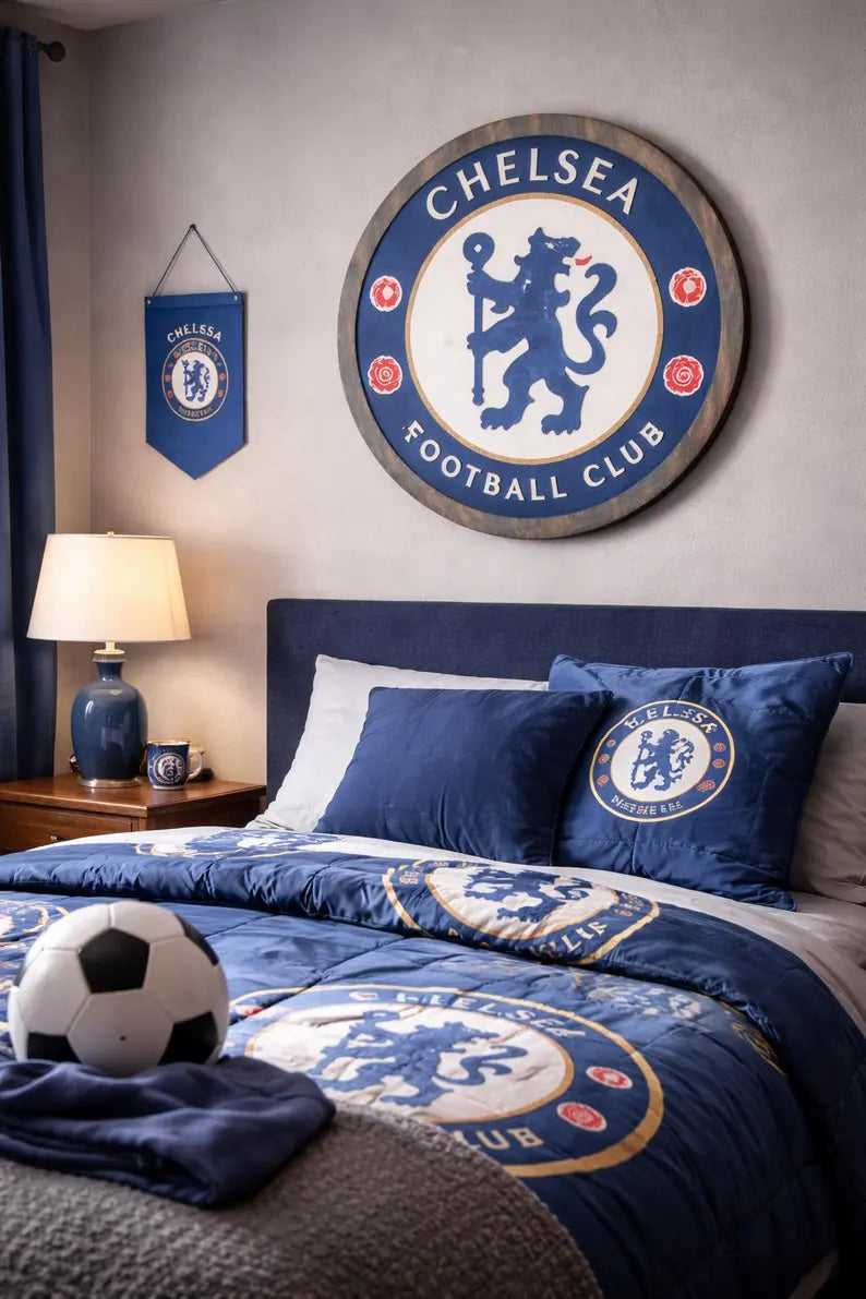 Handmade Chelsea FC Wood Crest Sign | Football Fan Gift