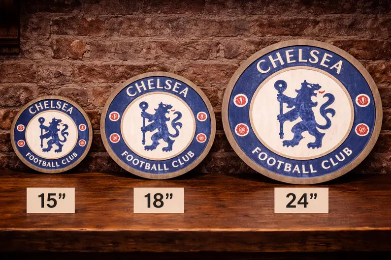 Handmade Chelsea FC Wood Crest Sign | Football Fan Gift