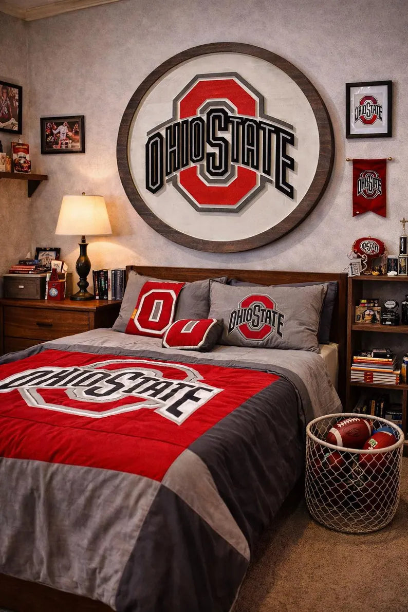 Ohio-Themed Carved Wooden Wall Sign – 15", 18", or 24" Round – Game Room • Bar • Man Cave Decor