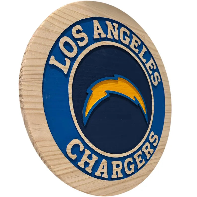 Handcrafted Los Angeles Chargers Wood Sign | NFL Man Cave Decor