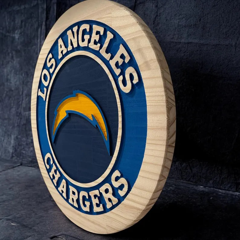 Handcrafted Los Angeles Chargers Wood Sign | NFL Man Cave Decor