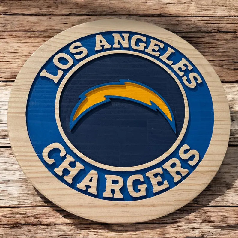 Handcrafted Los Angeles Chargers Wood Sign | NFL Man Cave Decor