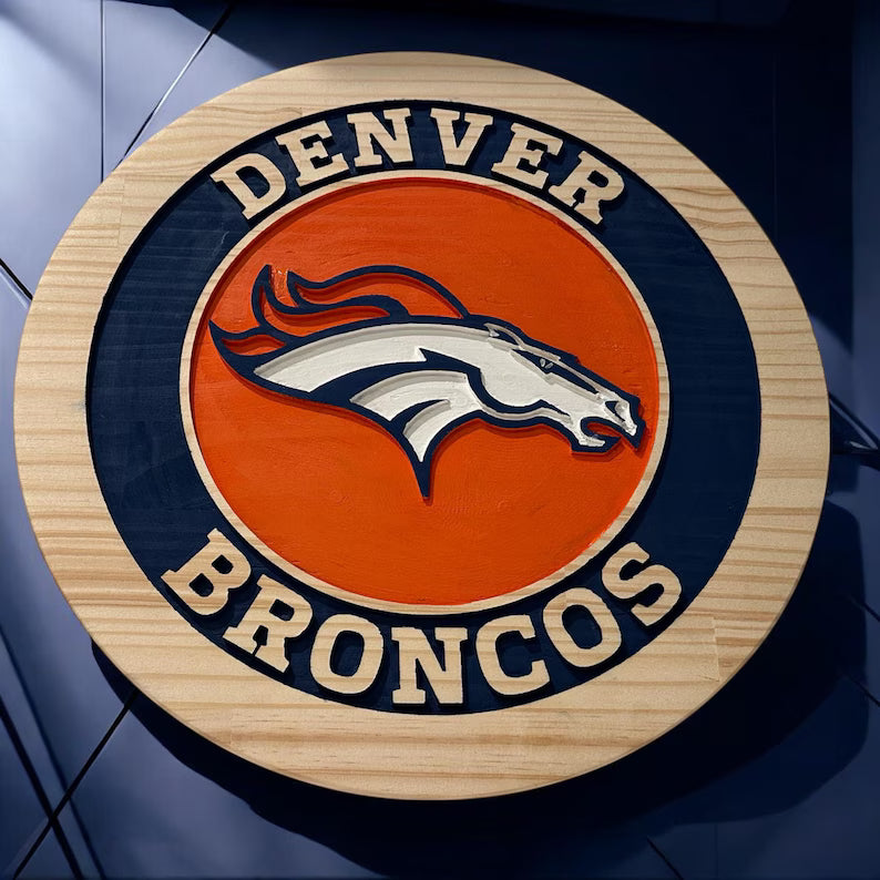 Handcrafted Denver Broncos Wood Sign | NFL Man Cave Decor