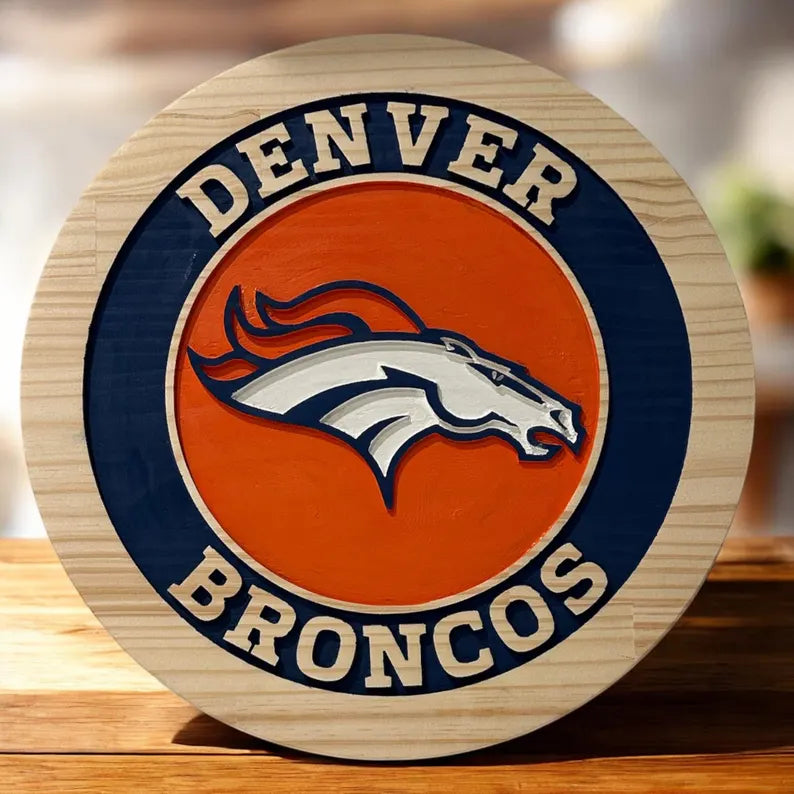 Handcrafted Denver Broncos Wood Sign | NFL Man Cave Decor