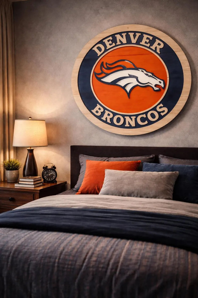 Handcrafted Denver Broncos Wood Sign | NFL Man Cave Decor