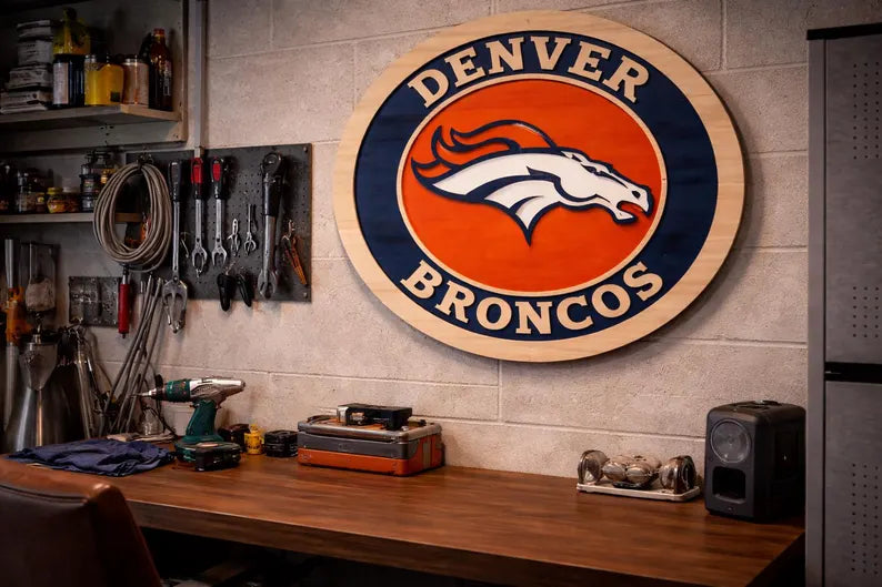 Handcrafted Denver Broncos Wood Sign | NFL Man Cave Decor