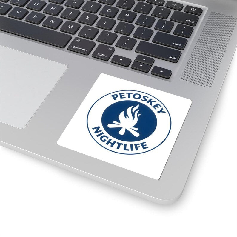 Petoskey Nightlife Vinyl Sticker – Michigan Campfire Laptop Decal